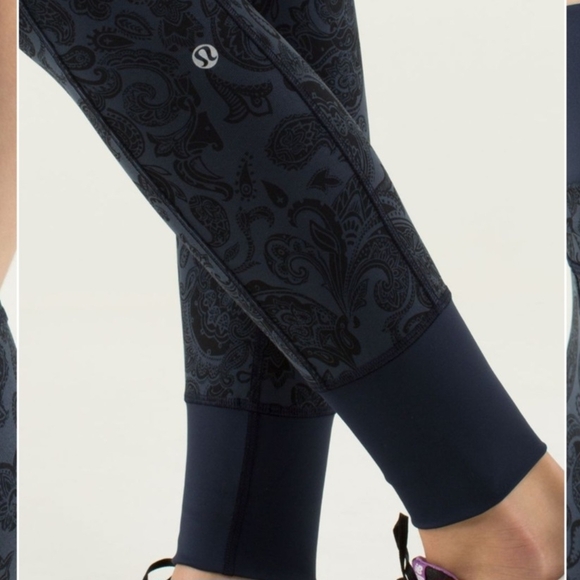 Lululemon En Route Crop Jogger Leggings Blue Inkwell Paisley Sz 4 - Picture 4 of 10
